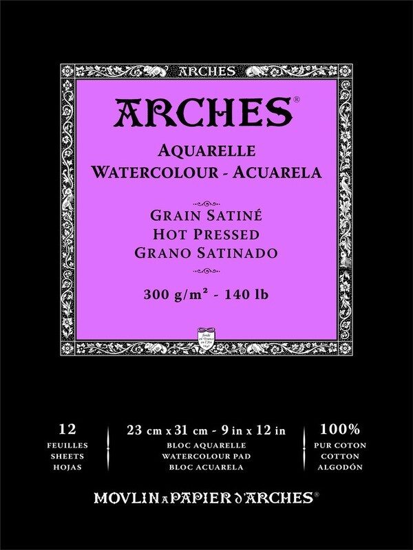 Arches 140lb Hot Press 9x12 12sh