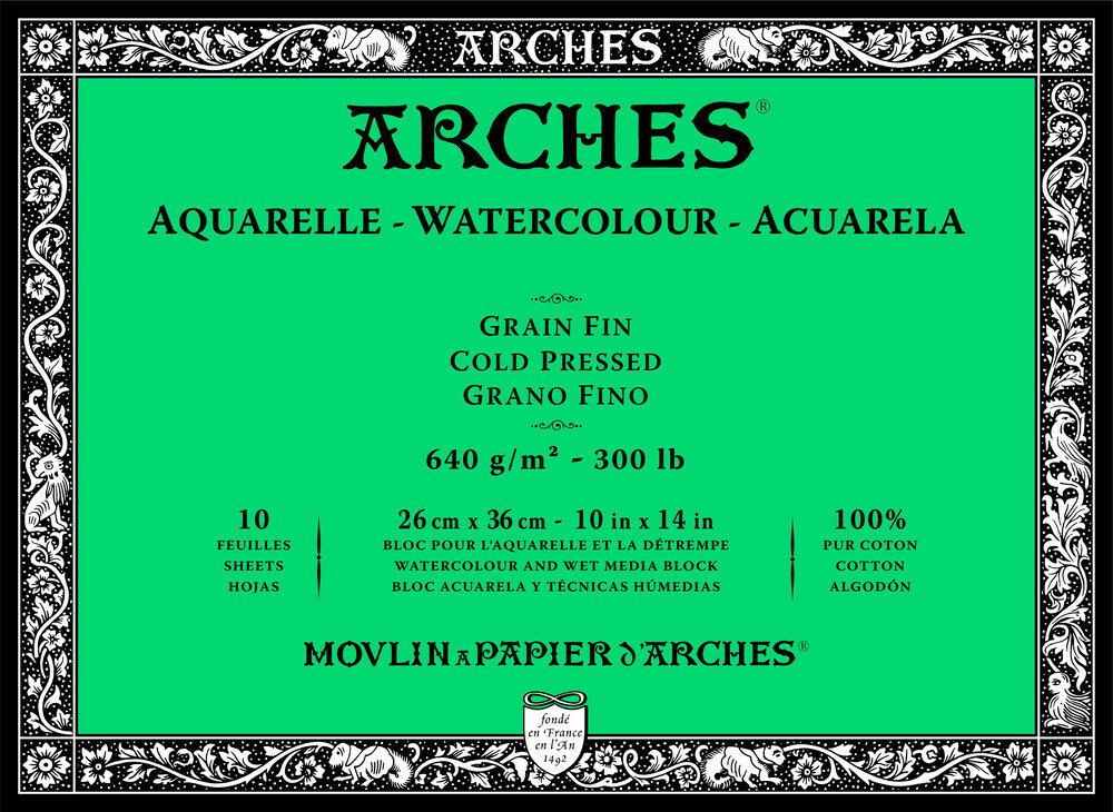 Arches Aquarelle Watercolor Block 10x14 300lb