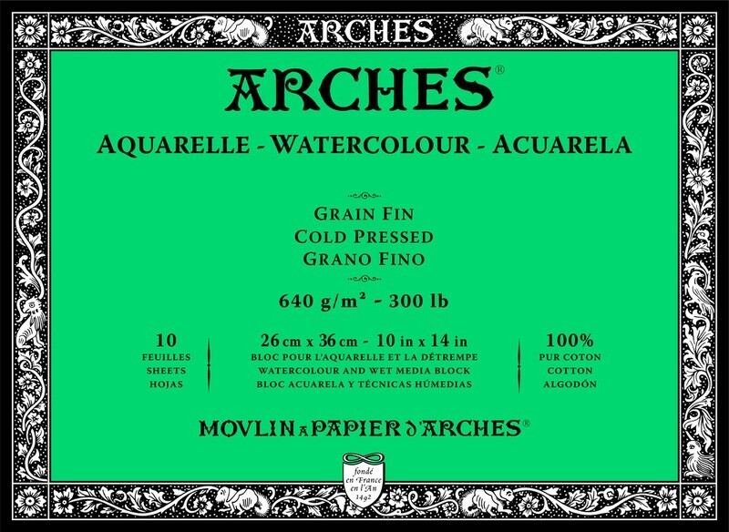 Arches Aquarelle Watercolor Block 10x14 300lb