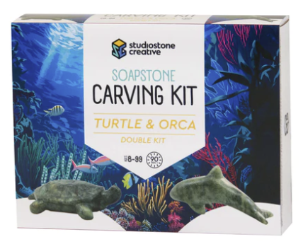 Soapstone Carving Kit - Turtle &amp; Orca