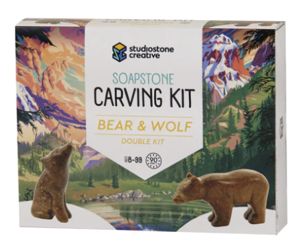 Soapstone Carving Kit - Bear and Wolf 1b