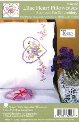 Stamped Pillow Cases - Lilac Heart