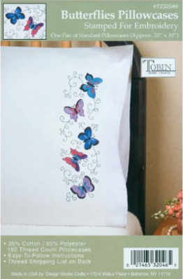 Stamped Pillow Cases - Butterflies
