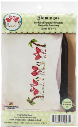 Stamped Pillow Cases - Flamingos