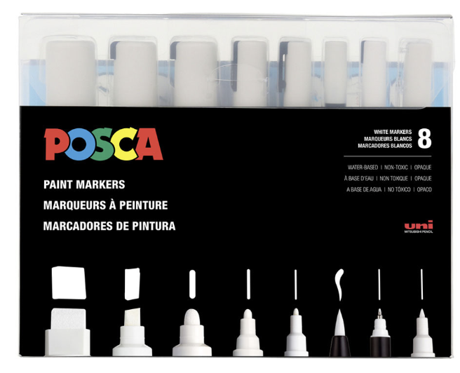 POSCA 8pk Asst White