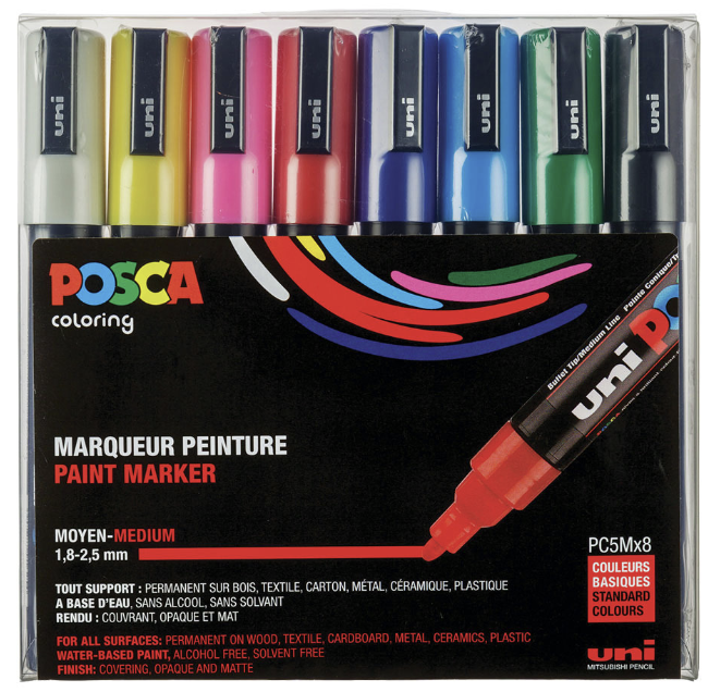 POSCA 8pk Medium Basic Colors