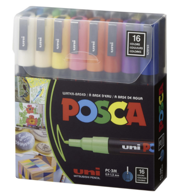 POSCA 16pk Fine Basic Colors