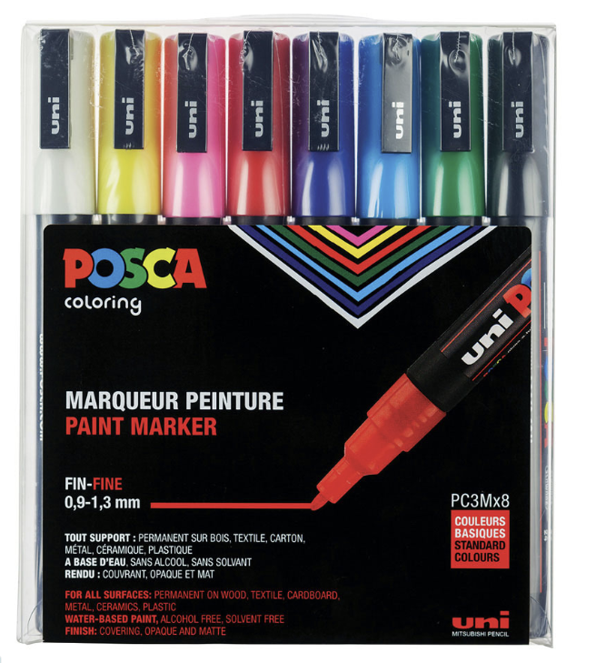 POSCA 8pk Fine Basic Colors