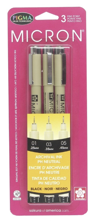 Pigma Micron Fine Black 3pk