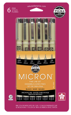 Pigma Micron Extra Fine Black 6pk