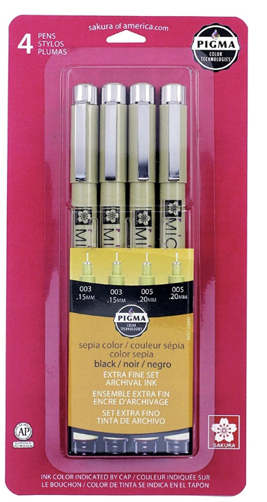 Pigma Extra Fine Black/Sepia 4pc