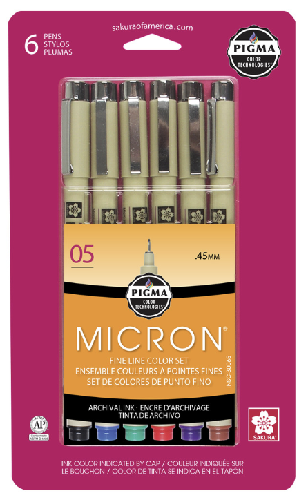 Pigma Micron Fine Line Color 6pk (05)
