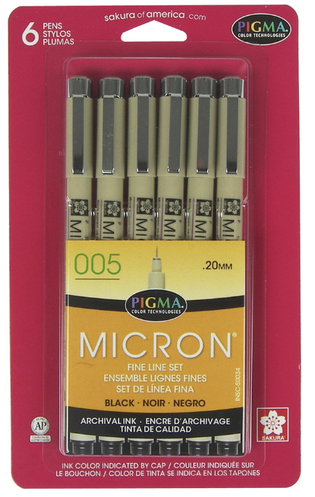 Pigma Micron Fine Line Black 6pk