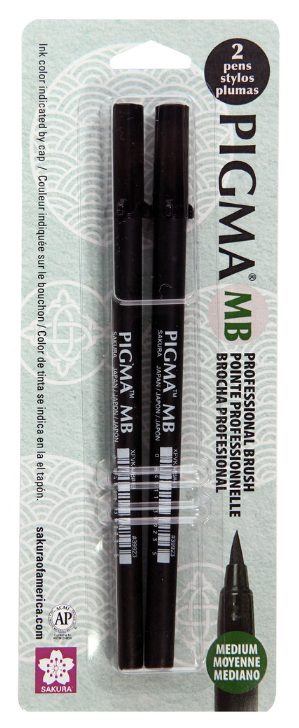Pigma Professional Medium Brush Black 2pk