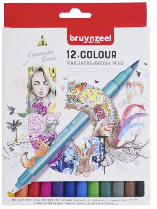 Bruynzeel Creatives Fineliner Brushpen Set 12pc
