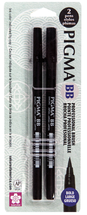 Pigma Professional Bold Brush Black 2pk