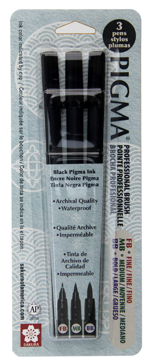 Pigma Professional Brush Black 3pk