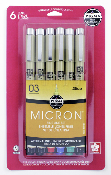 Pigma Micron Fine Line Color 6pk (03)