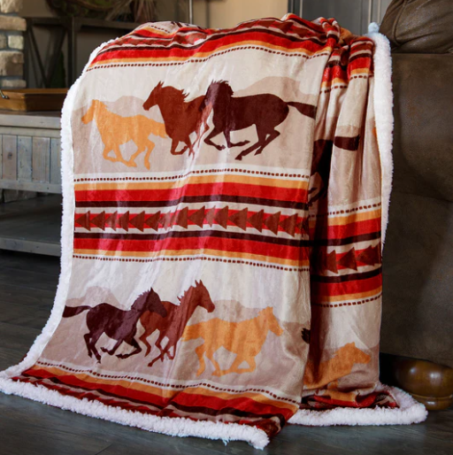 Wrangler Running Horse Plush Throw