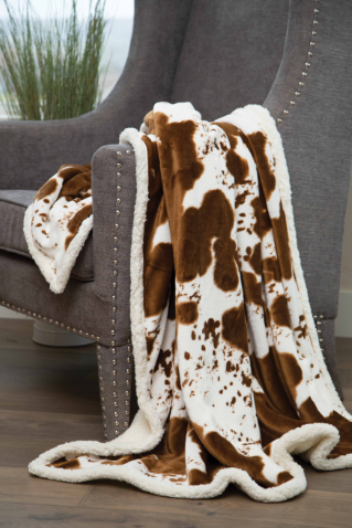 Cowhide Plush Throw