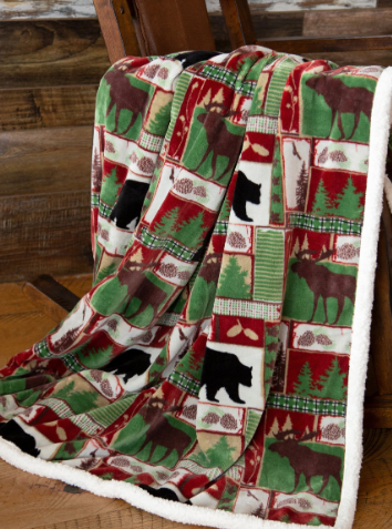 Vintage Holiday Plush Throw