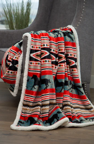 Wrangler Black Stallion Plush Throw
