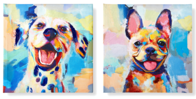 Watercolor Dogs Canvas 2pc