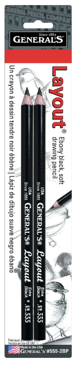Generals Layout Pencil Ebony Black Soft 2pk
