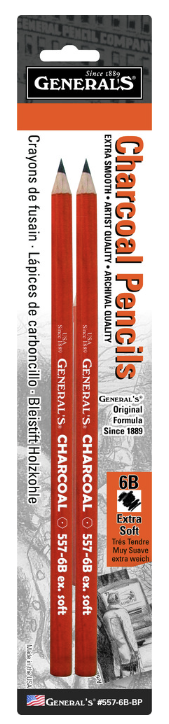 Generals Charcoal 6B Pencils 2pk