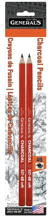 Generals Charcoal Pencil 4B 2pk