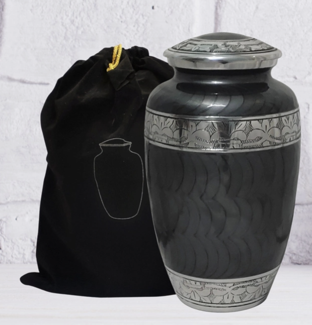 Classic Leaf Pattern Urn - Grey