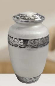 Classic Leaf Pattern Urn - White