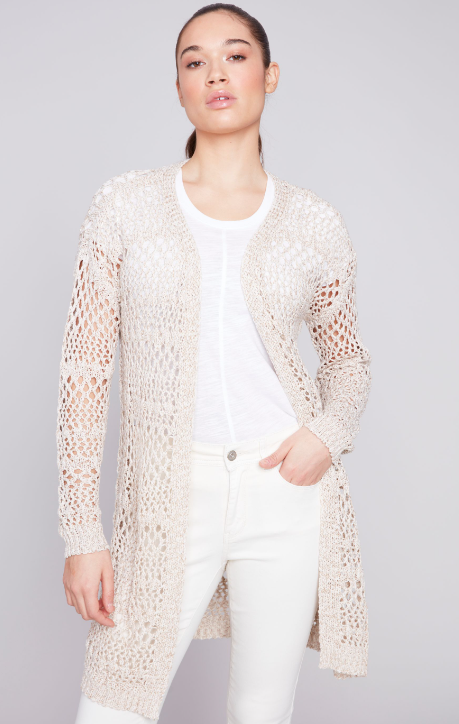 Beige Crochet Cardigan