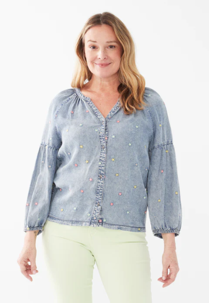 Embroidered Driftwood Top