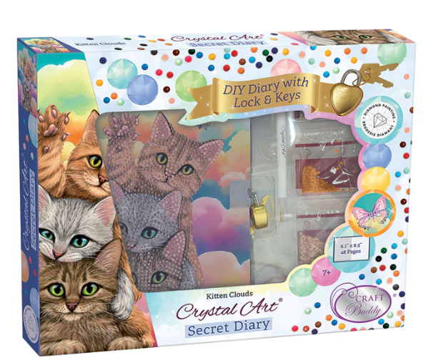 Crystal Art Secret Diary - Kitten Clouds