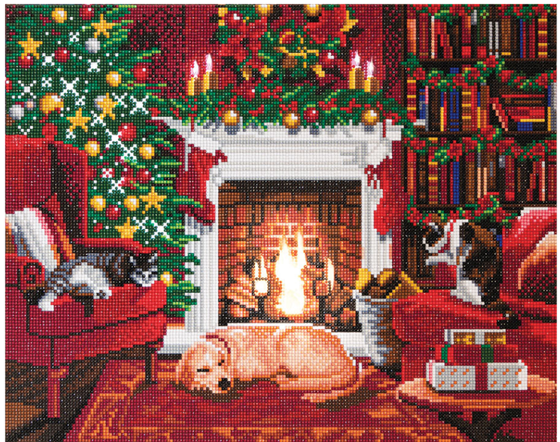 Crystal Art Pets By the Fireplace