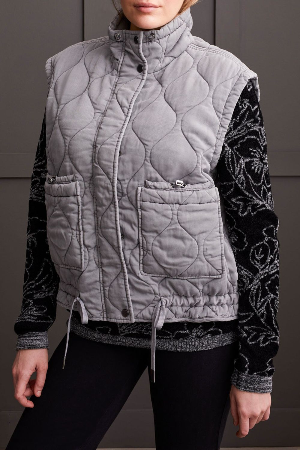 Quilted Vest  - Elephant Grey