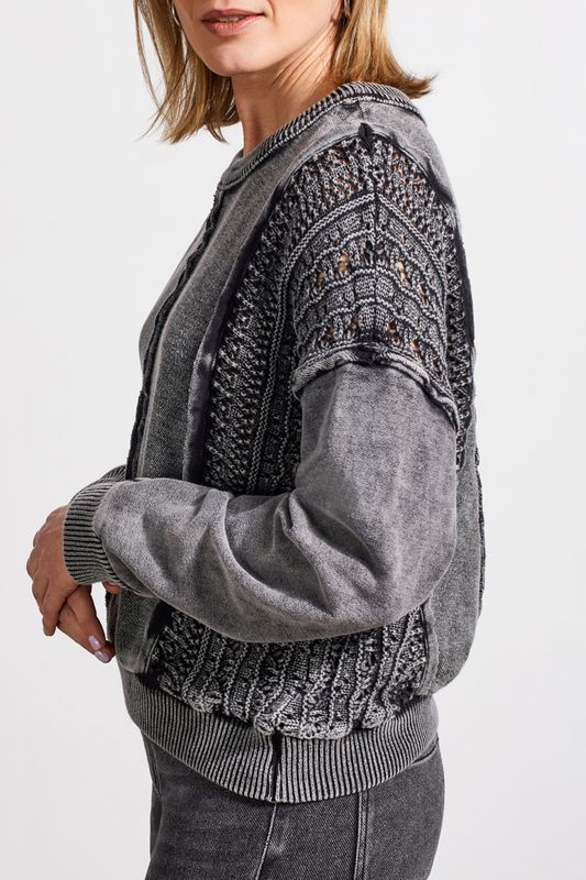 Washed Cable Knit Black