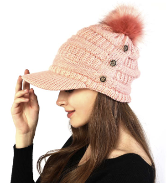 Pom Button Knit Hat