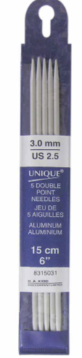 Double Point Knitting Needles 6" Aluminum - 3.0mm
