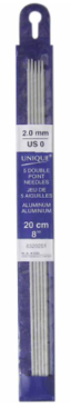 Double Point Knitting Needles 8" Aluminum - 2.0mm