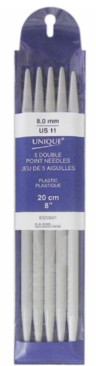 Double Point Knitting Needles 8" Plastic- 8.0mm