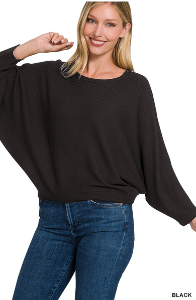 Ribbed Batwing Top