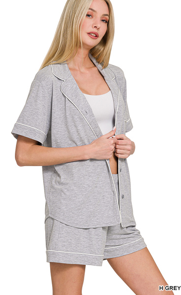 Button Down PJ Short Set