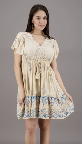 Gold/Blue Button Dress