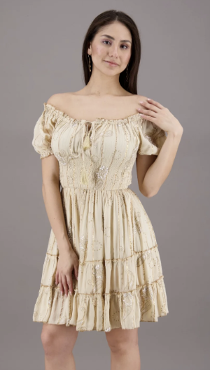 Short Gold Paisley Dress