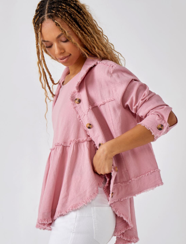 Rose Frayed Jacket