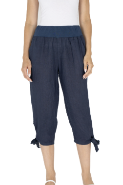 Navy Side Tie Capri