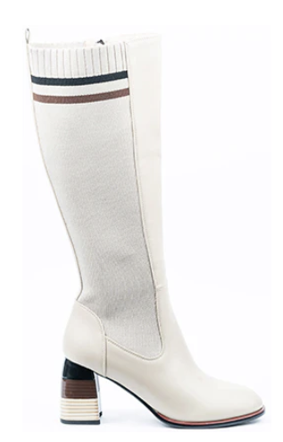 Tall Stripe Heel Beige