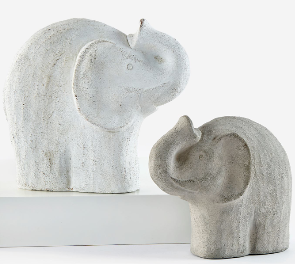 Set of 2 Cement Elephants